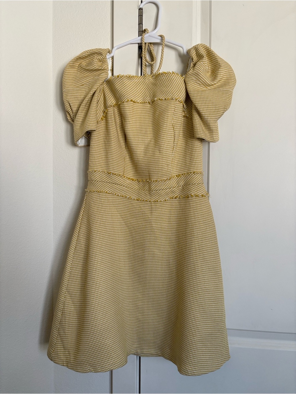 Yellow Puff Sleeve Mini Dress